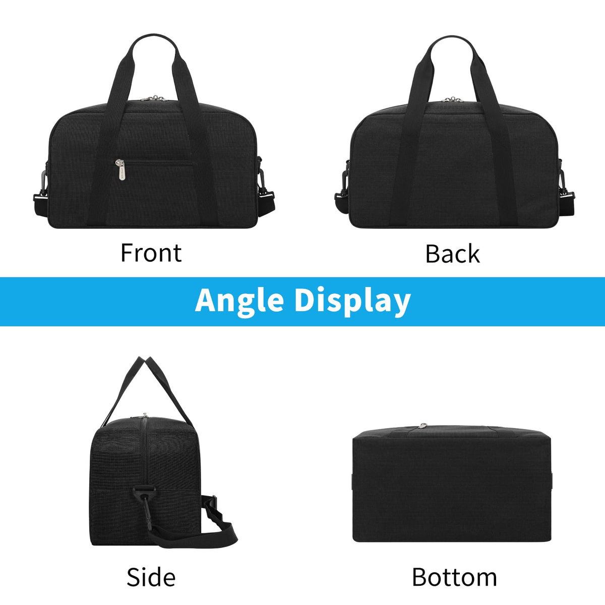 Small Gym Bag 14 inch lightweight Carry On Mini Duffel Bag for Travel Sport - Black