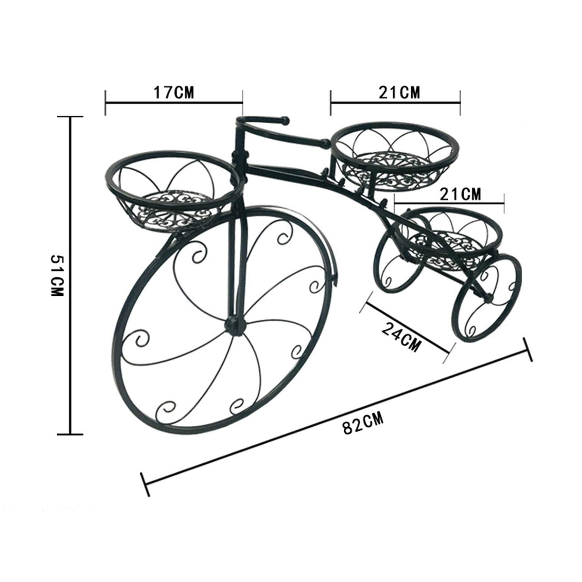 LOYALHEARTDY Bicycle Plant Stand Holder, Metal Flower Pot Holder Display Shelf Elegant Garden Patio Plant Rack Ideal For The Decoration Of Home, Garden, Patio (Black)