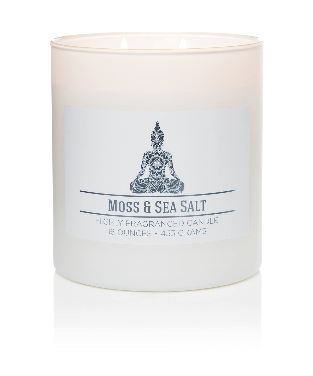Carolina Moss & Sea Salt Scented Candle, 16 oz Wellness Relaxing Aromatherapy Candle, 2 Wick White Jar Soy Blend Wax, Candles for Home, 60H Burn - Made in The USA