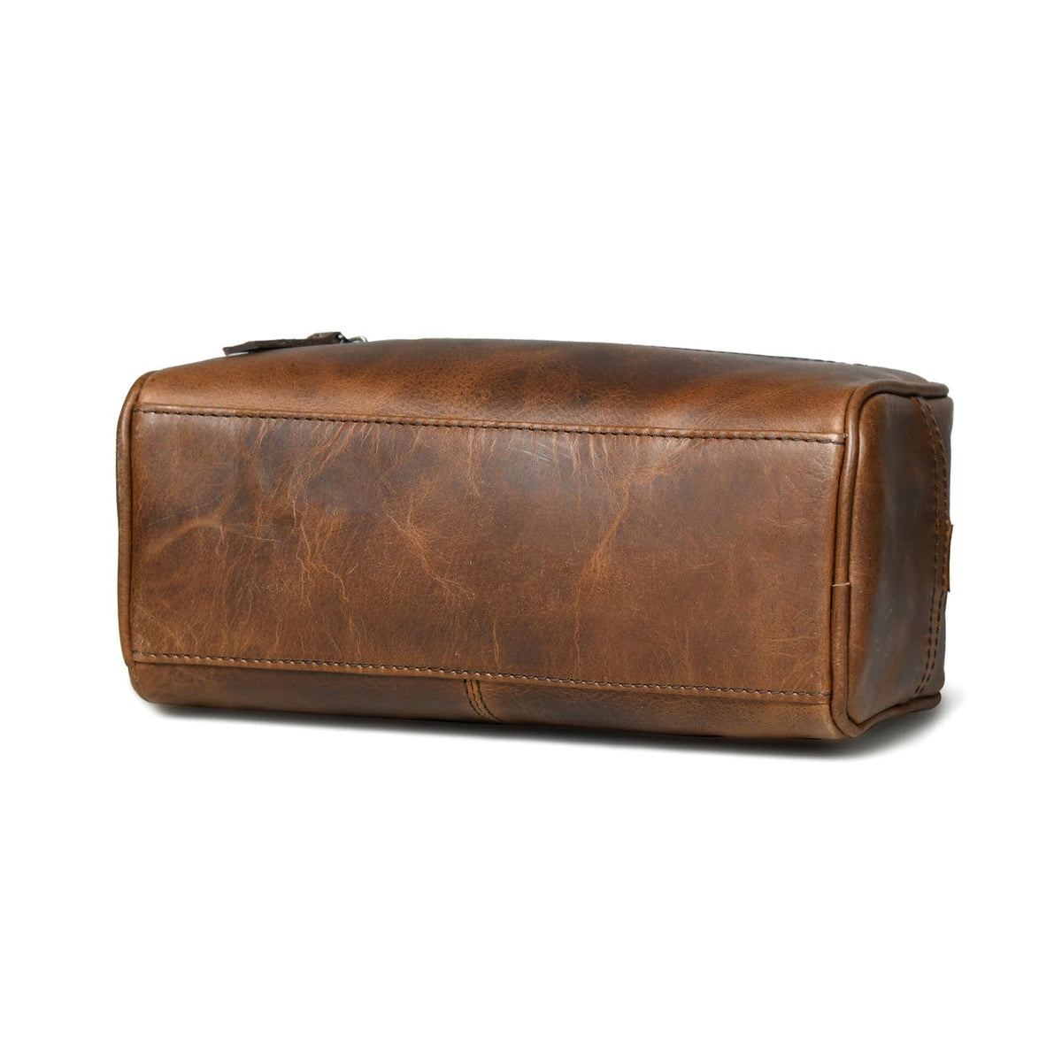 MaheTri Leather Toiletry Bag Travel Dopp Kit | Genuine Handcrafted Cosmetic Bag for Men & Women | Multipurpose use Durable Leather Toiletry Bag (Cosmetic, Shaving Kit) (Lumber Brown)