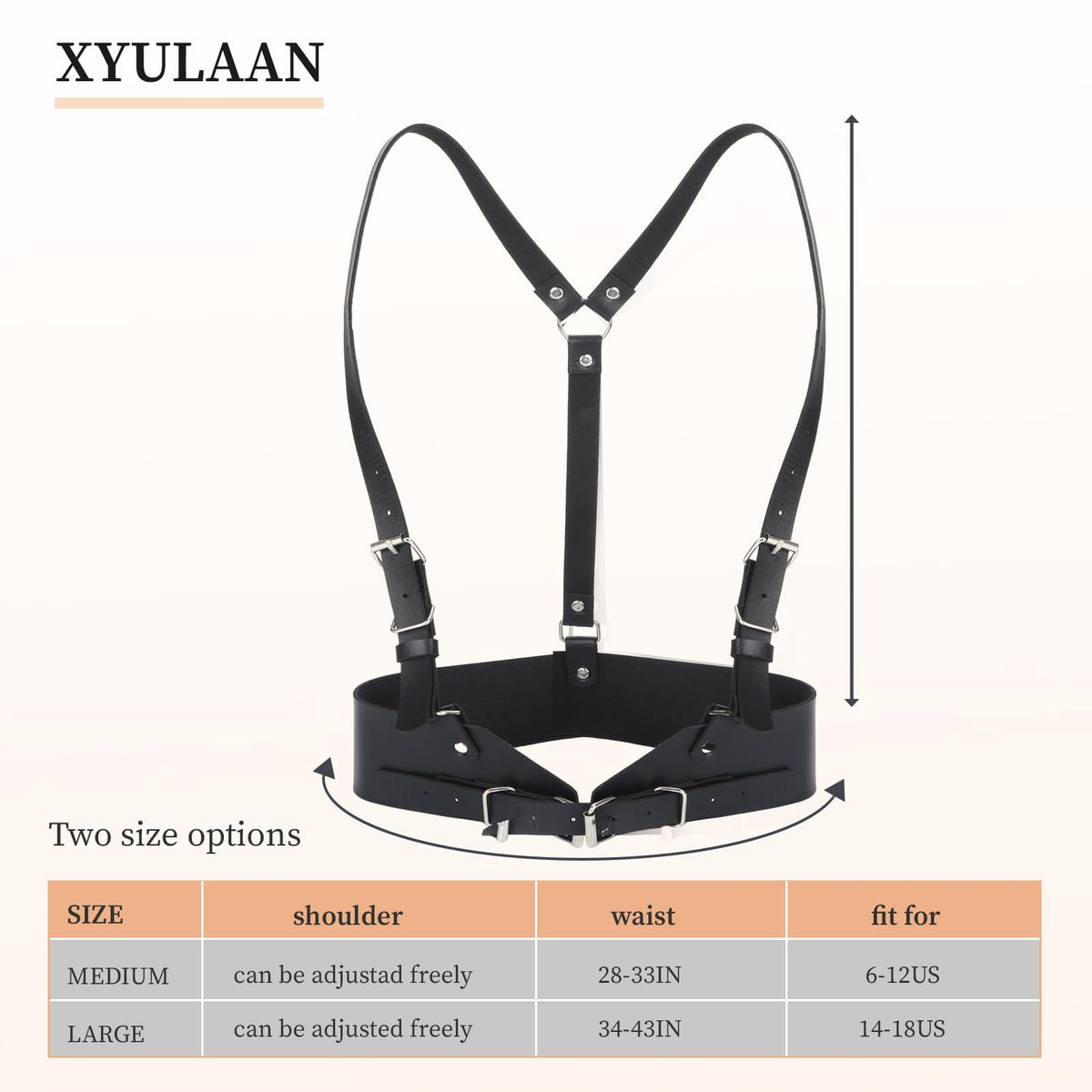 Plus Size Harness Belts for Woman, Black Waist Belt Women Leather Harness Women Goth Belts Gothic Accessories for Woman, Wide Black Womens Fashion Rave Belt Gothic Top Halloween Leather Top Vest