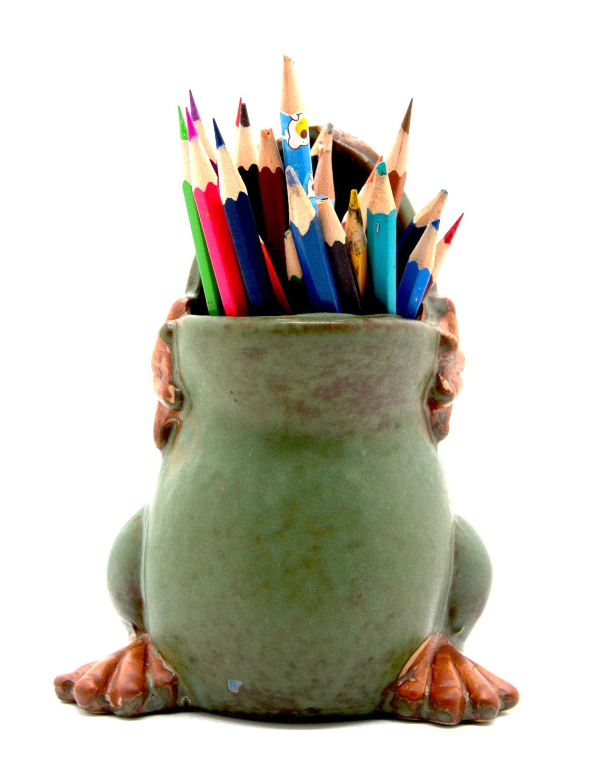 MONMOB 7" Ceramic Frog Shaped Plant Pot for Bonsai Flower Succulent Planter Candy Dish Pencil Holder Decor Multipurpose Green Frog Gift