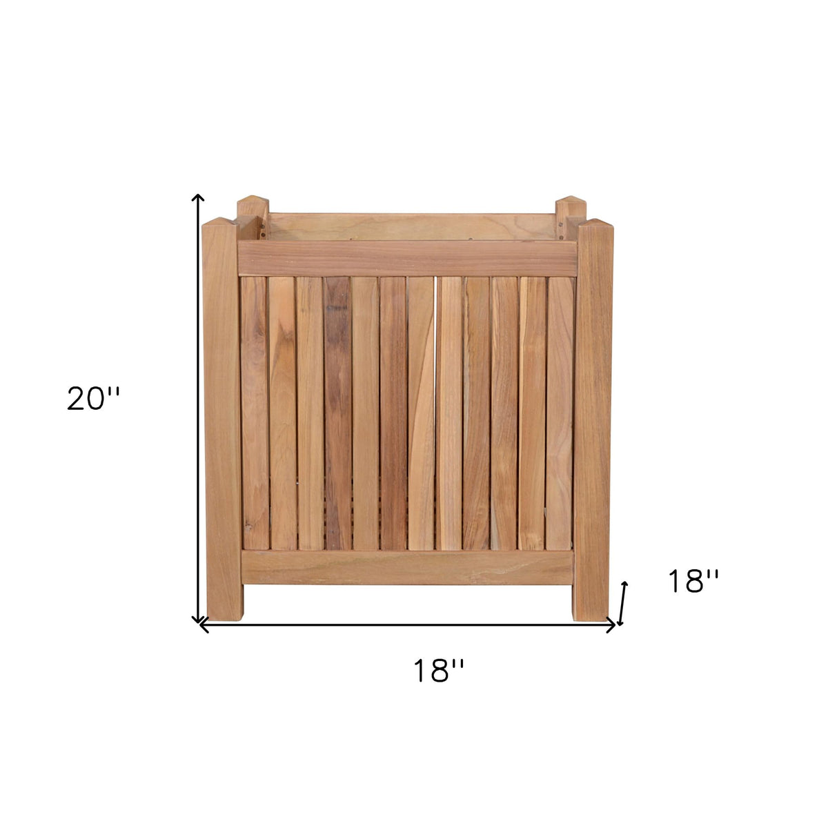 HomeRoots 18" Natural Solid Wood Indoor Outdoor Square Planter Box