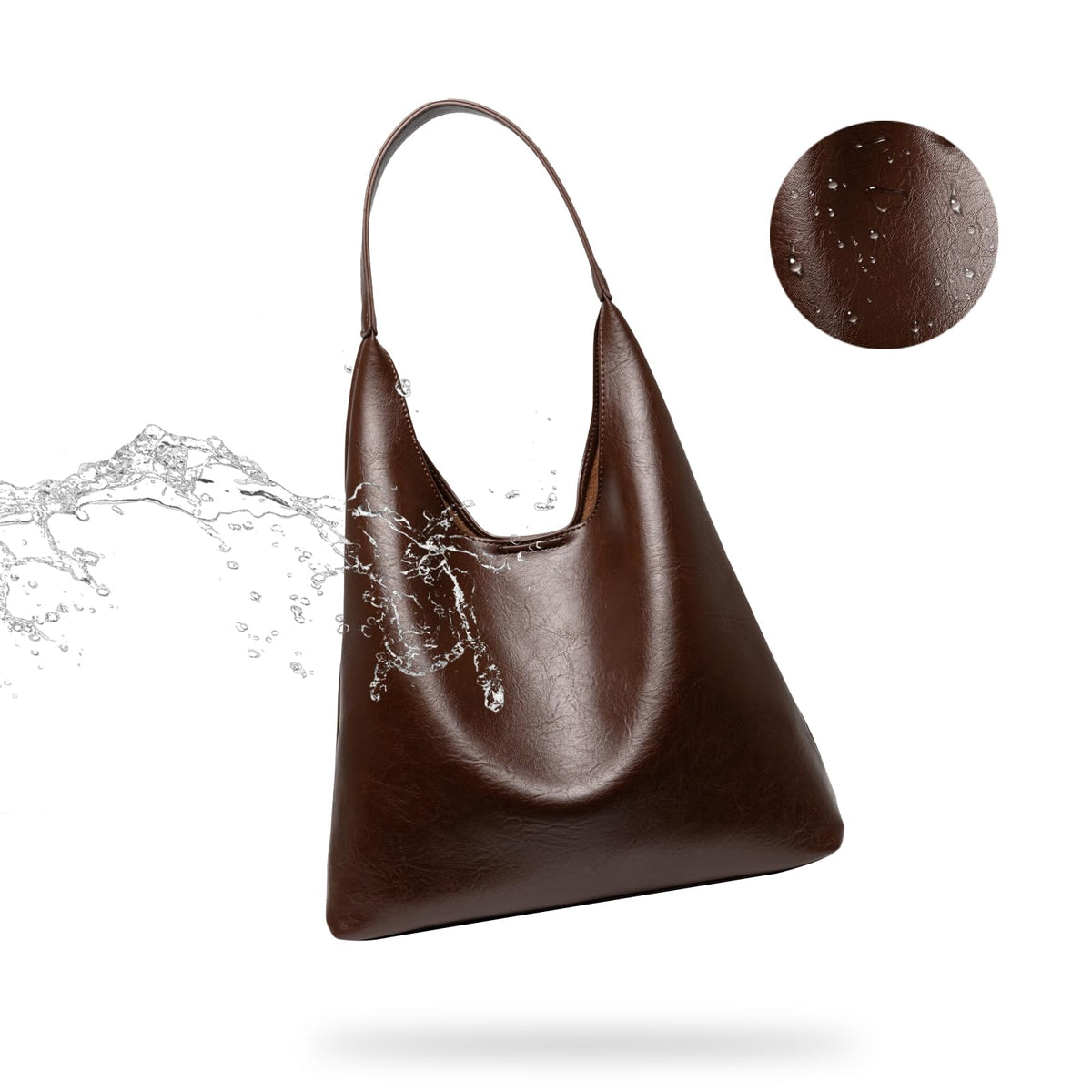 Hobo Tote Bag for Women, Large Capacity Soft Vegan Leather Shoulder Bag with Inner Pouch for Work Casual (Coffee)