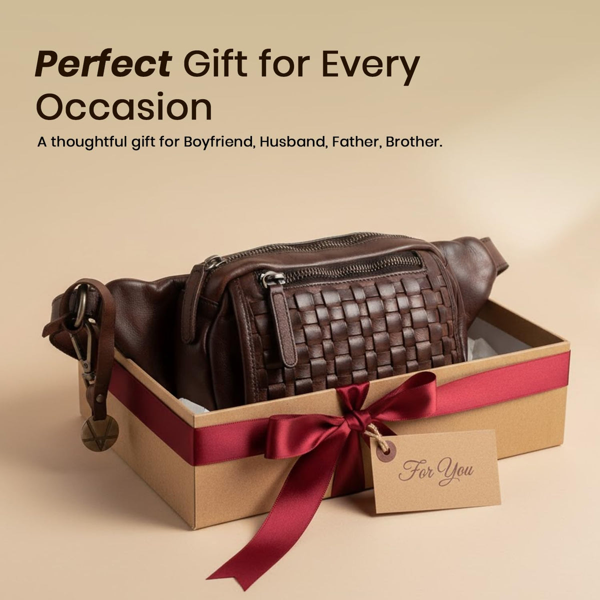 Vilenca Holland Genuine Leather Waist Bag Unisex, Waist Bag for Travel Trendy Casual Travelling Essentials Kept Bag Stylish, Durable, and Secure Travel Companion(VL-094-BROWN)