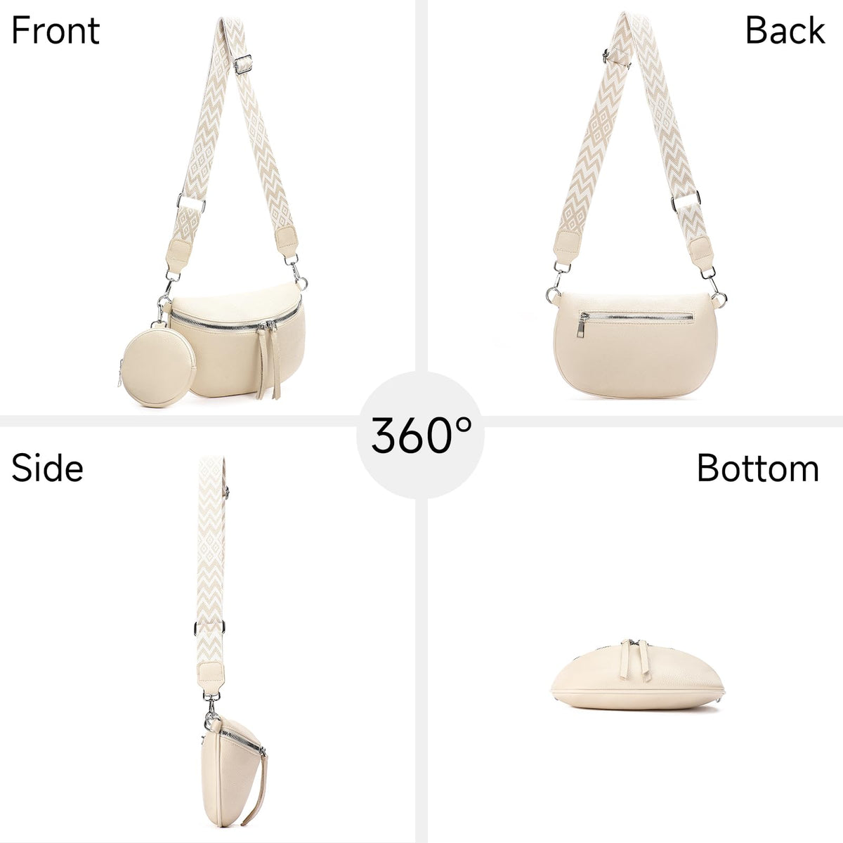 GAEKEAO Crossbody Bag for Women Bum Bag Belt Purse Spacious Handbags Vegan Leather Fanny Packs With Shoulder Strap