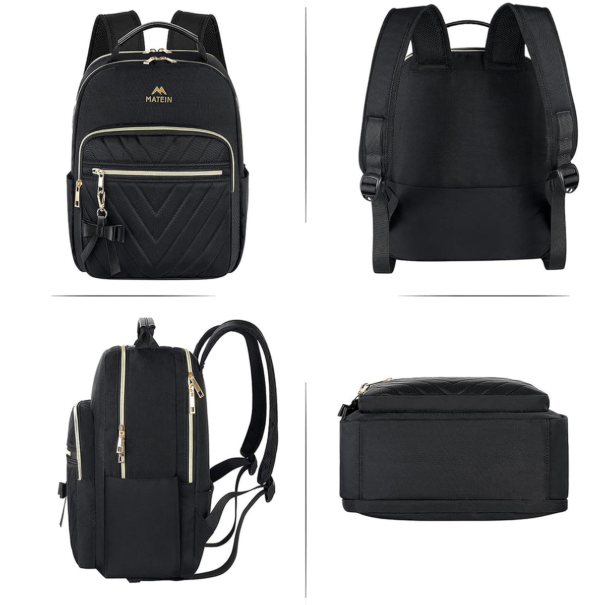 MATEIN Mini Backpack for Women, Waterproof Stylish Daypack Purse Shoulder Bag, Lightweight Small Casual Daily Travel Backpack Mochilas Para Mujer, Lady Girls Gifts for Work School, 2pcs Sets, Black