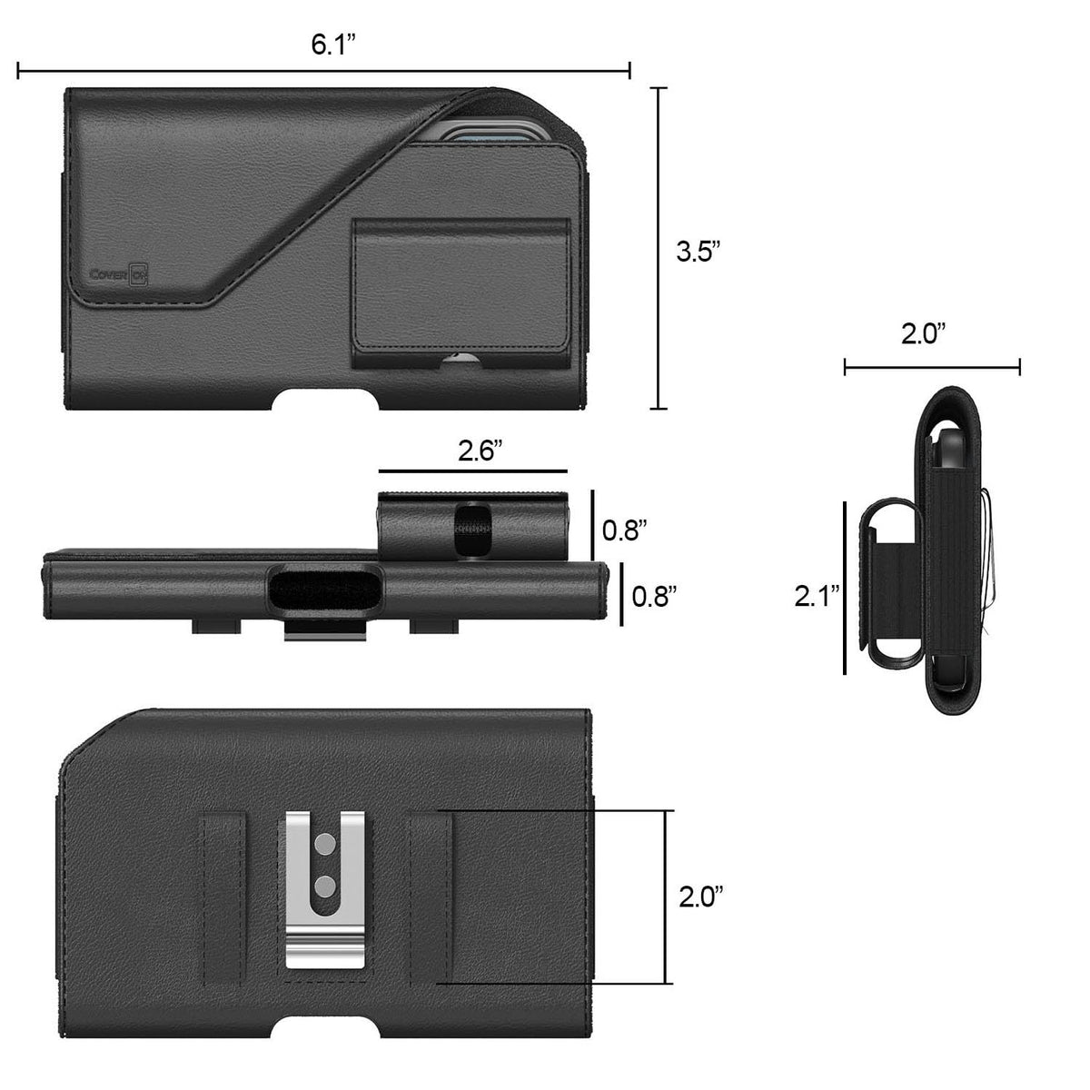 CoverON Holster with AirPods Holder for Apple iPhone 17e 17 Pro/ 16 16e 16 Pro /15 14 13 12 11 Pro/X Xr Xs Phone Case Belt Clip Earbuds Leather Pouch (Fits Otterbox or Any Case on)
