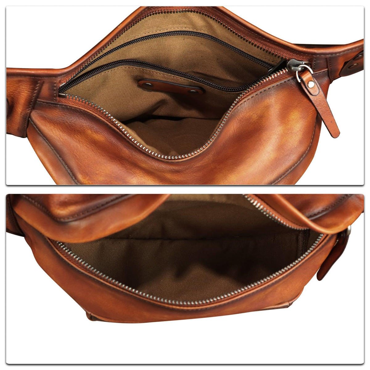 Genuine Leather Fanny Packs for Men and Women Hip Waist Bag Real Leather Fanny Sling Bag Crossbody Chest Purse (Brown)