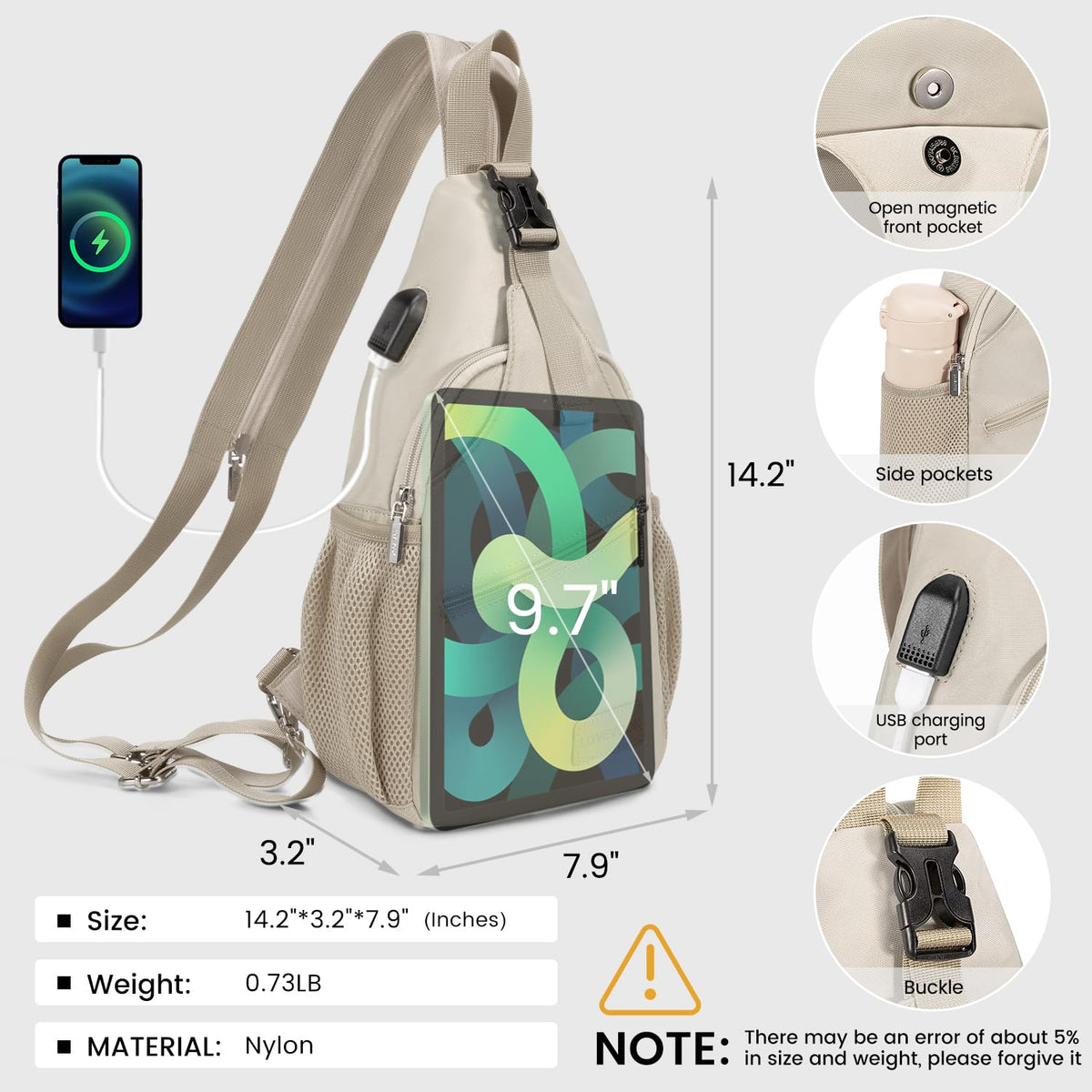 LOVEVOOK Sling Bag for Women - Convertible Crossbody Sling Backpack, Lightweight Nylon Travel & Hiking Daypack, Casual Shoulder Bag Purse