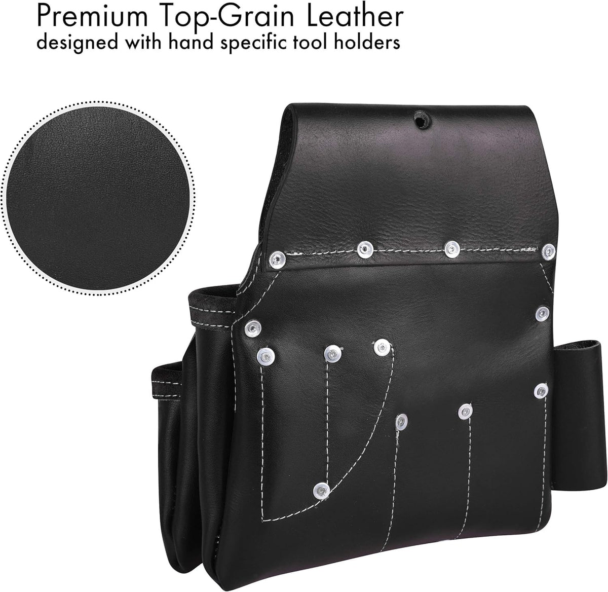 FUERI Leather Tool Belts with Suspender for Men, Heavy-Duty Durable Carpenter Tool Rig Organizer With 19 Pockets-2 Pouches, Padded Suspender, Hammer Holder, D-Loops & Foam-Padded Belt Electricians