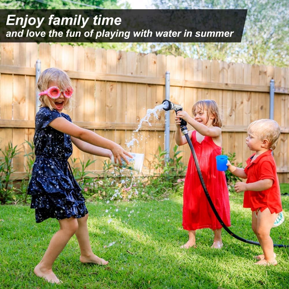 Garden Hose Nozzles 9 Adjustable Patterns Hose Spray Nozzle Heavy Duty Metal Hose Nozzle Spray Slip Resistant Water Sprayer for Cleaning/Watering Lawn Garden/Pets Shower/Car Washing (Orange)