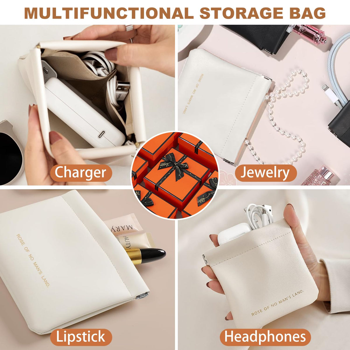 Yhwocd 6 Pack Small & Regular Size Leather Makeup Bag & Coin Pouch Organizer, Snap Closure, Portable Mini Storage Bag for Purse, Traveling & Commuting