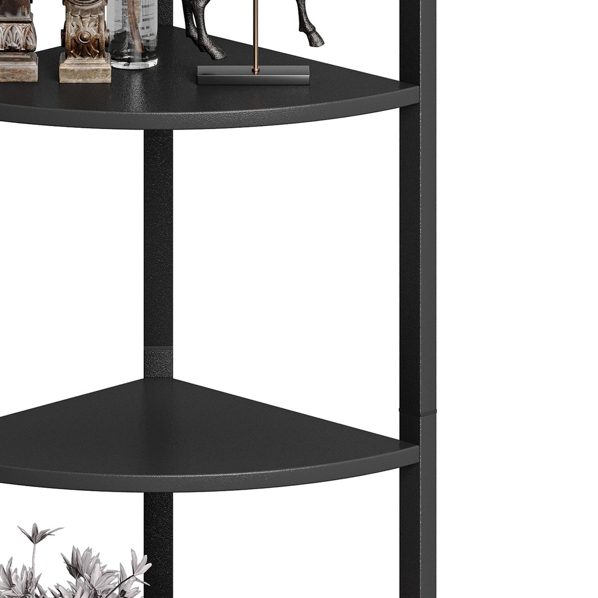IRCPEN 6 Tier Corner Shelf 63.1" Tall Corner Shelves Stand Ladder Shelf Standing Bookshelf Organizer Display Rack Bookcase Plant Stand Industrial Rustic Style for Living Room Bedroom Black CS-001BW