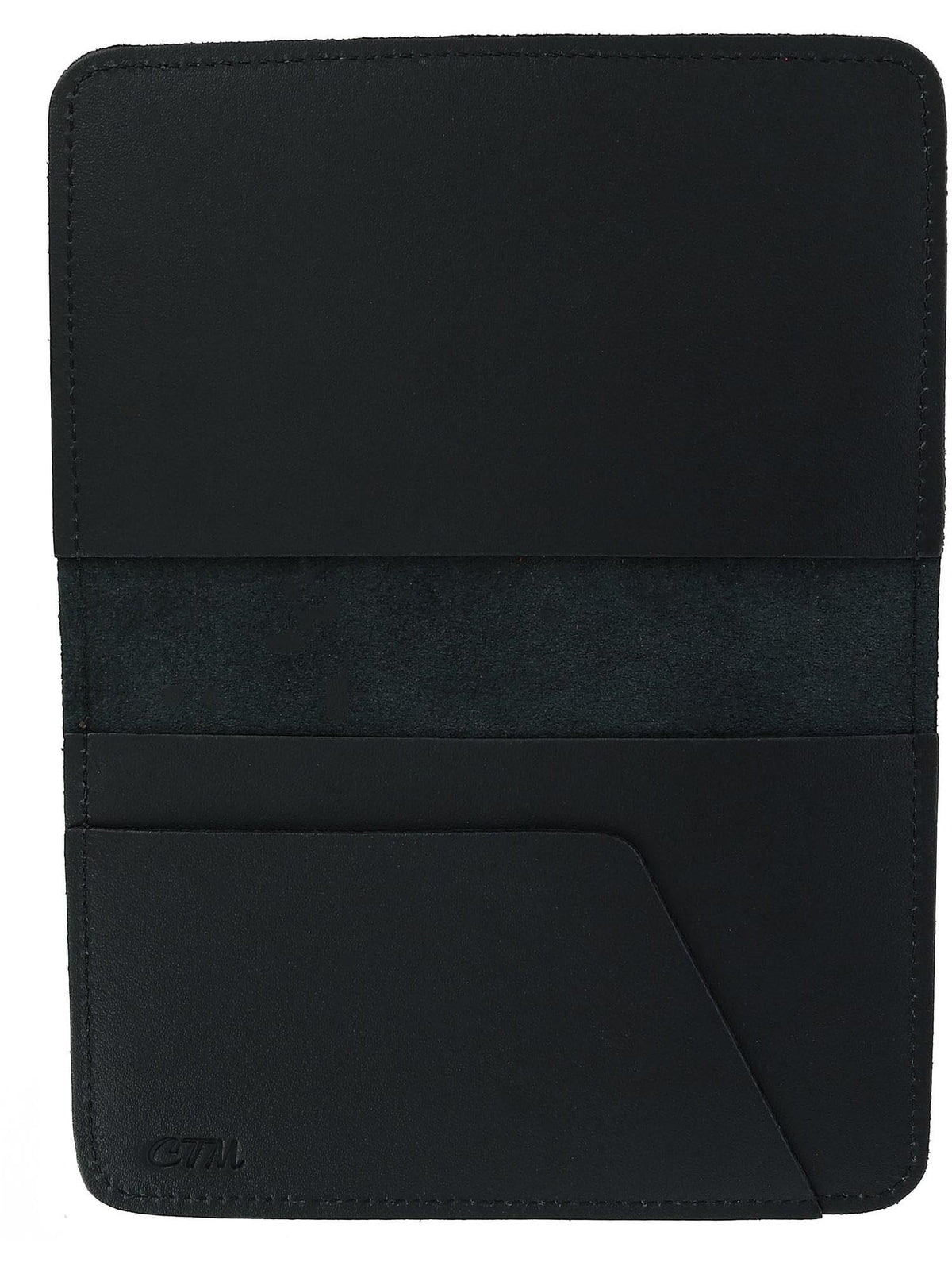 CTM Leather Top Stub Checkbook Cover Wallet, Black