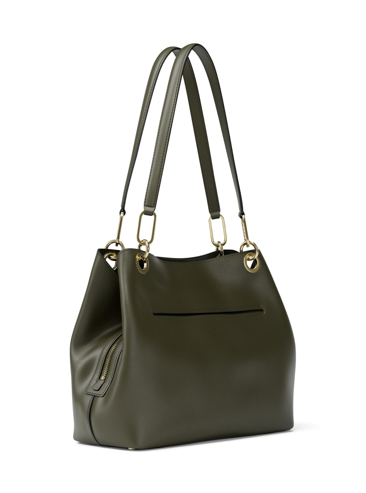 Michael Kors Kensington Large Shoulder Bag Tote Bag, Gold-Tone Hardware/Pebble Leather/Ivy