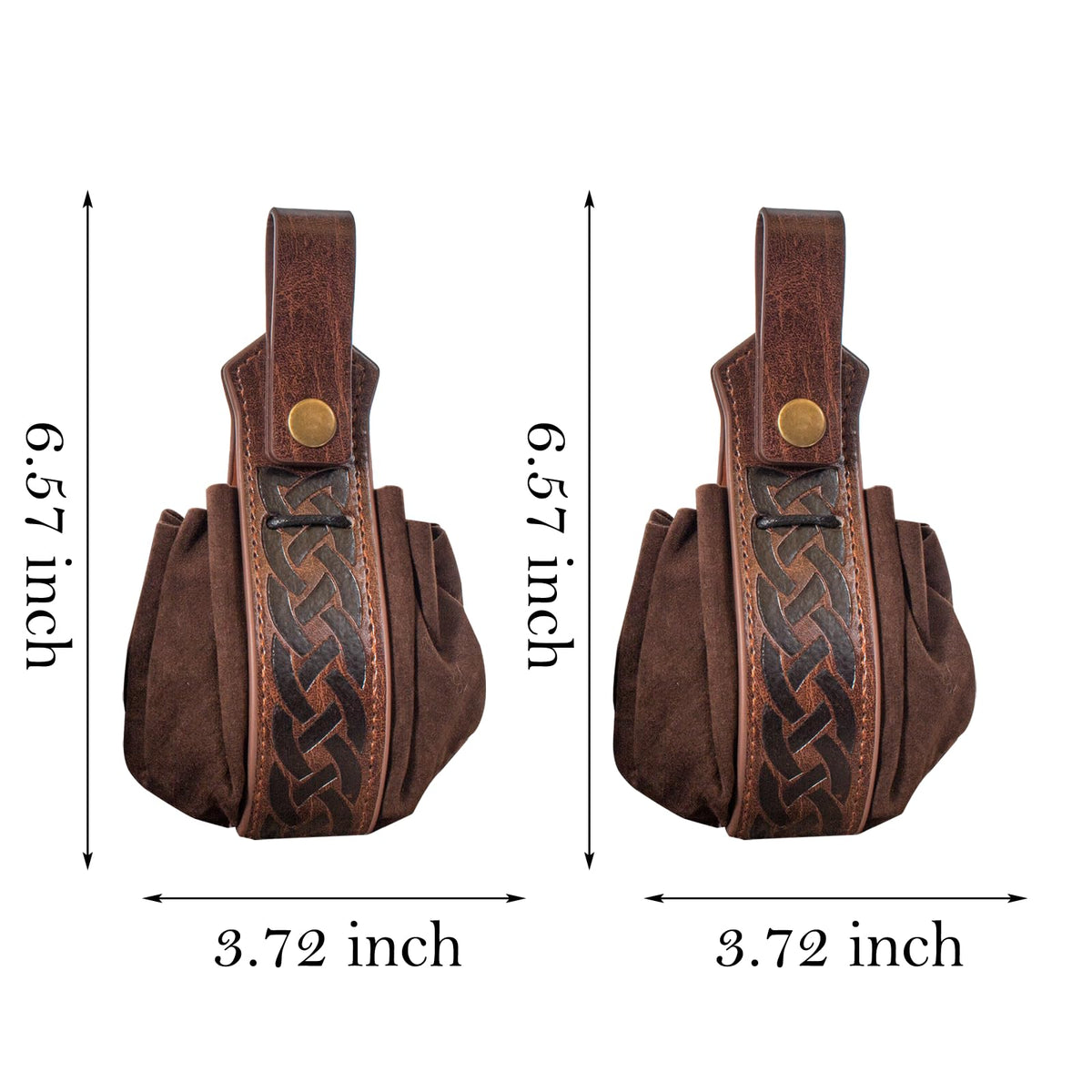 SUMGOGO Medieval Belt Pouch, Faux Leather, Renaissance Style, Small Drawstring Coin Purse, 2 Pack (A-Brown)