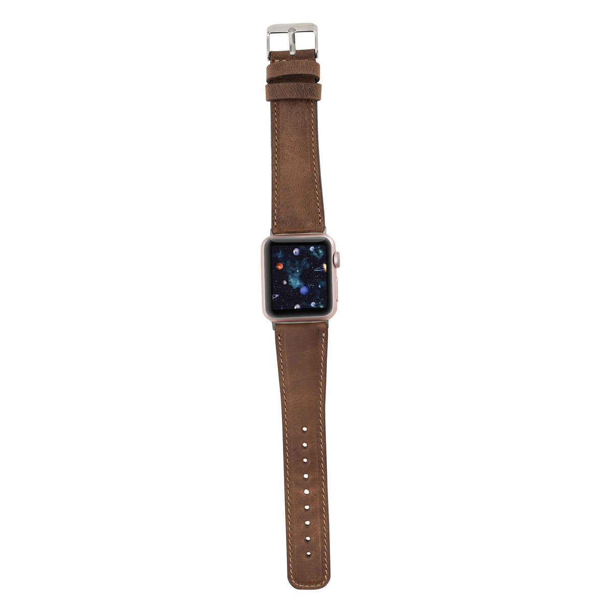 benvato Premium Handmade Leather Watch Band for Apple Watch Ultra 3 2 1 & SE 3 2 1 & Series 11 10 9 8 7 6 5 4 3 2 1 fits 49mm 46mm 45mm 44mm (Saddle Brown w/Silver Connector&Clasp)