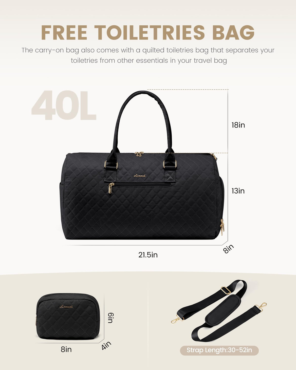 LOVEVOOK Travel Duffle Bag, Weekender Bag for Women with Toiletry Bag, Carry on Overnight Bag with Shoe Compartment, Gym Duffel Bag with Wet Pocket, Mommy Hospital Bags for Labor and Delivery