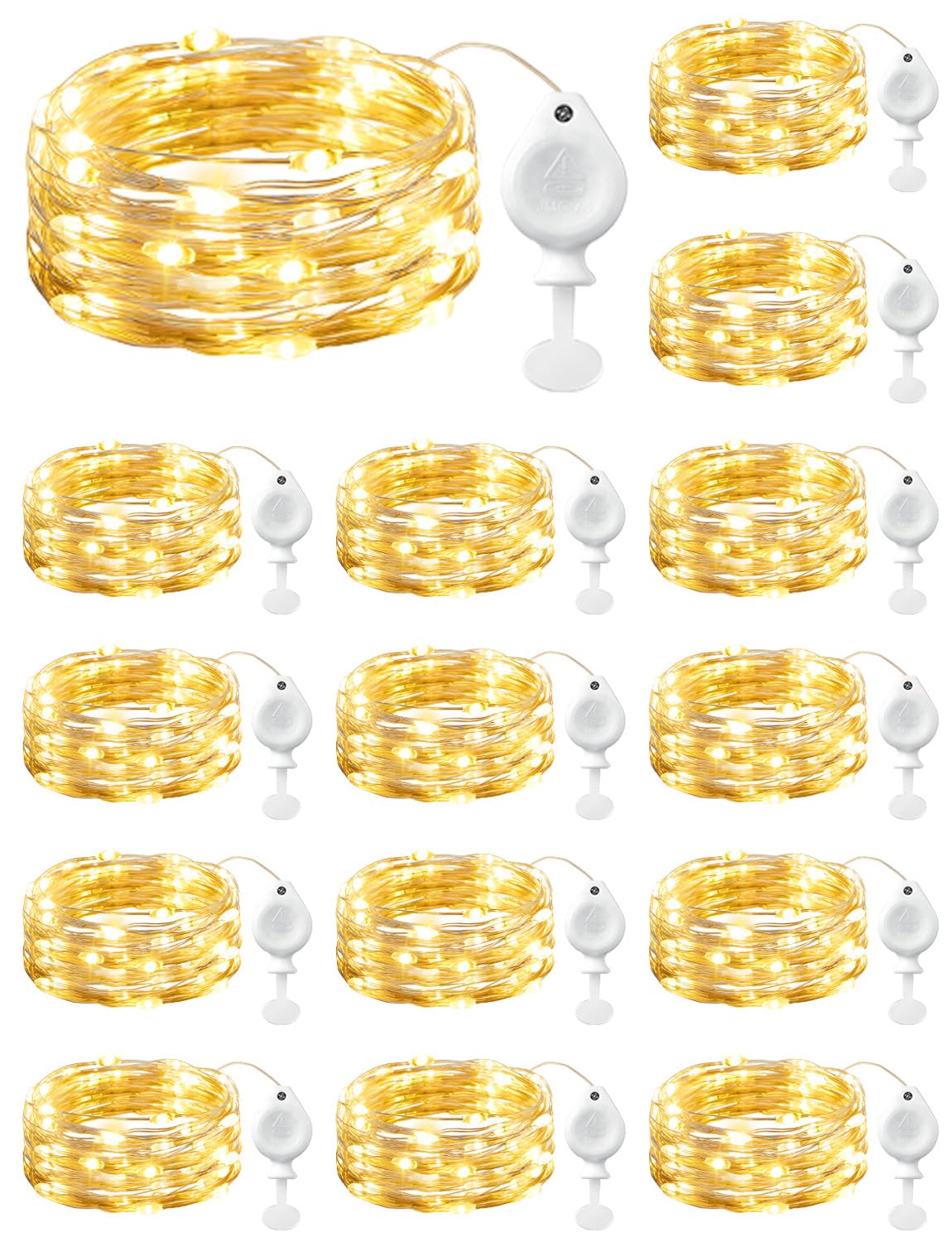 Brightown LED Fairy Lights, 14 Pack, 7ft, 20LED, Waterproof Silver Wire, Warm White, Ideal for Mason Jars, Christmas, Wedding, Party