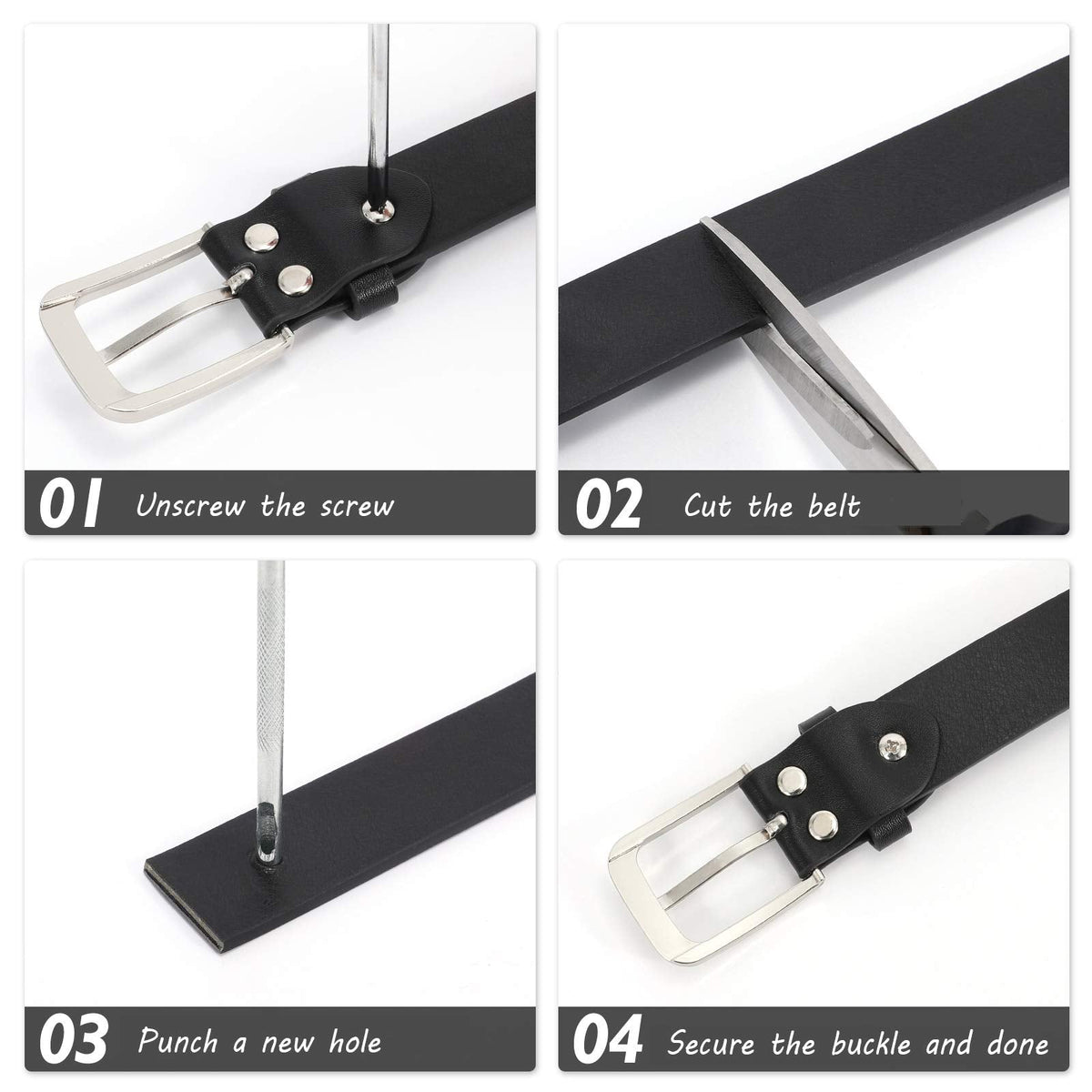 WHIPPY Women Casual Leather Belt for Jeans Pants, Fashion Ladies Waist Dress Belt Black Buckle Black M