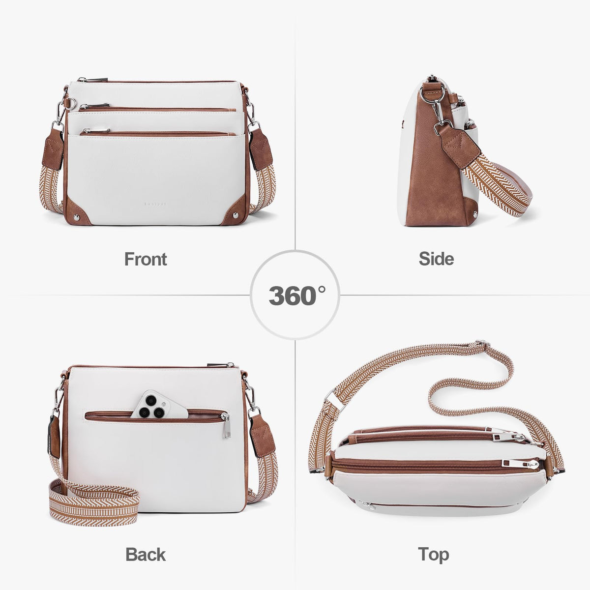 Lexiyat Crossbody Bags for Women Rfid Travel Crossbody Purses Leather Roomy Handbags Medium Shoulder bag with Adjustable Strap Beige