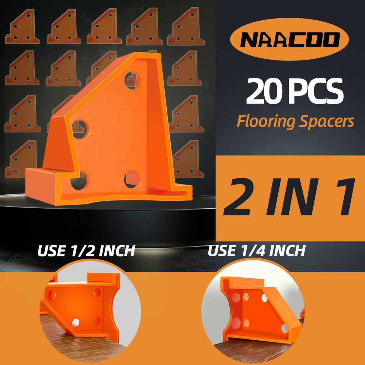 NAACOO Laminate Flooring Tools,Vinyl Flooring Tools, Heavy Tapping Block, Heavy Pull Bar, 10âContour Gauge, 20pc Upgrade Flooring Spacers, Rubber Mallet - Professional 5 in 1 Flooring Installation Kit