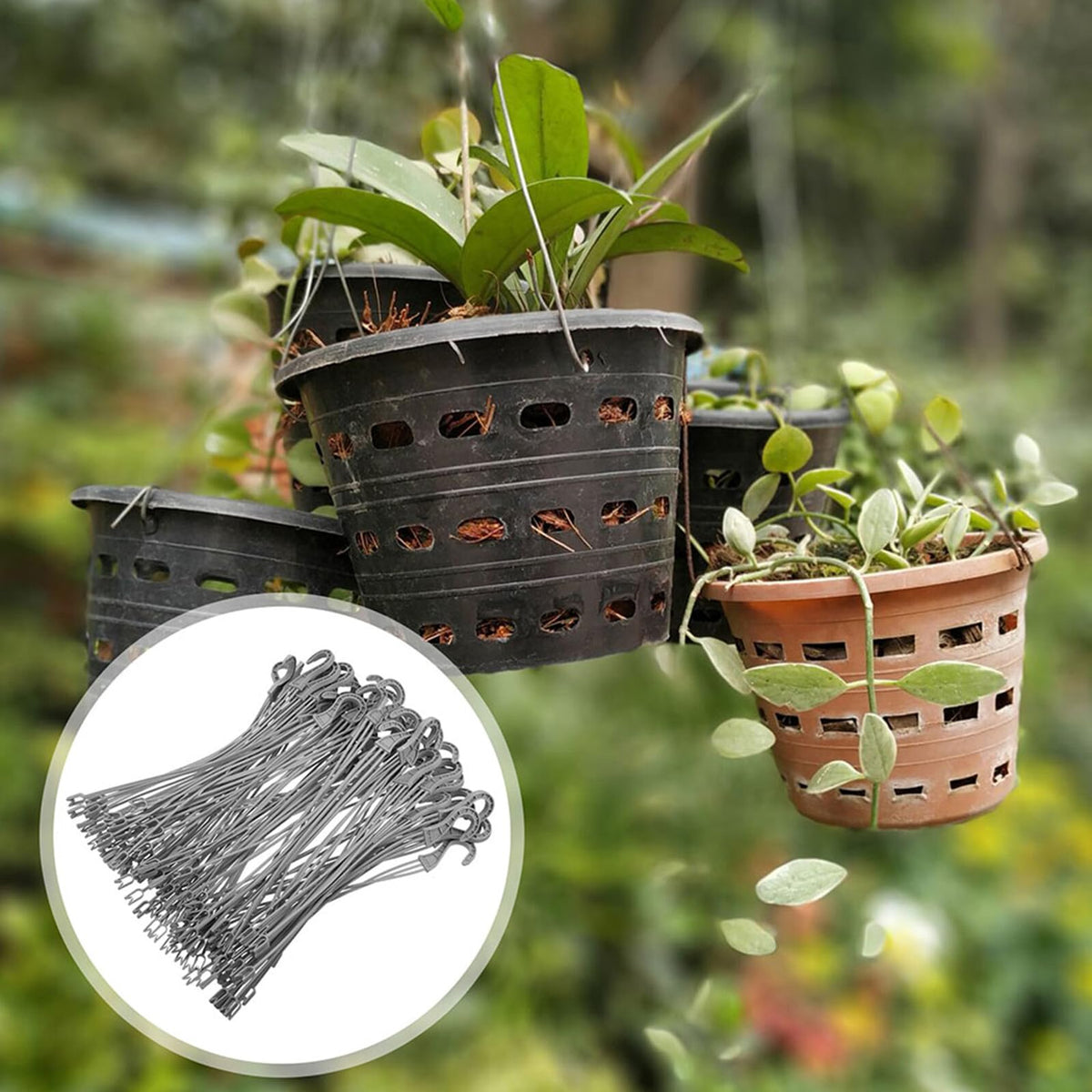 DOITOOL 30 Pcs Plastic Hanging Basket Hooks, Triple Hook Replacement Chains for Plant Hanger Flower Pot Holder Outdoor Indoor Porch Garden Bird Feeder Lantern Accessories