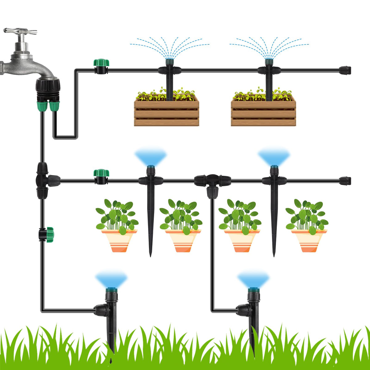 NRWRTY 1/4 Inch Drip Irrigation Shut Off Valves, 25 Pack 1/4" Drip Irrigation Valve, Flow Control Valves for Garden, Greenhouse, Lawn, Patio Drip Sprinkler System
