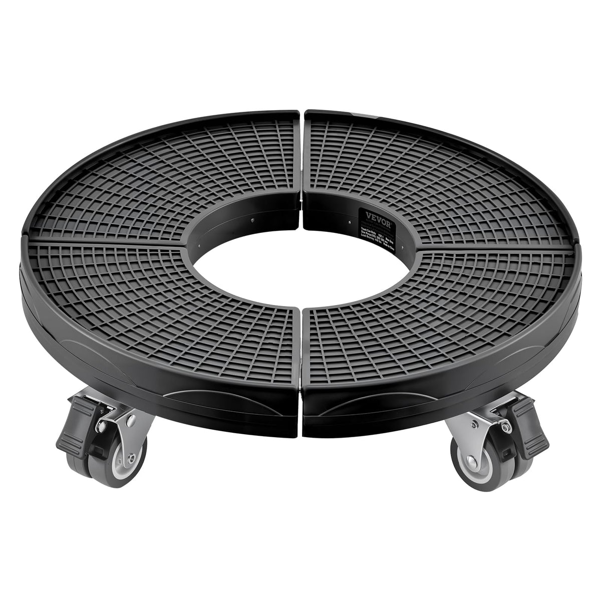 VEVOR Trash Can Dolly with 4 Lockable Wheels, 440lbs Weight Capacity, Round Trash Can Roller Base, 15-22.8 in Adjustable, Heavy Duty Drum Dolly Plant Caddy, Multi-Functional Rolling Dolly Cart, Black
