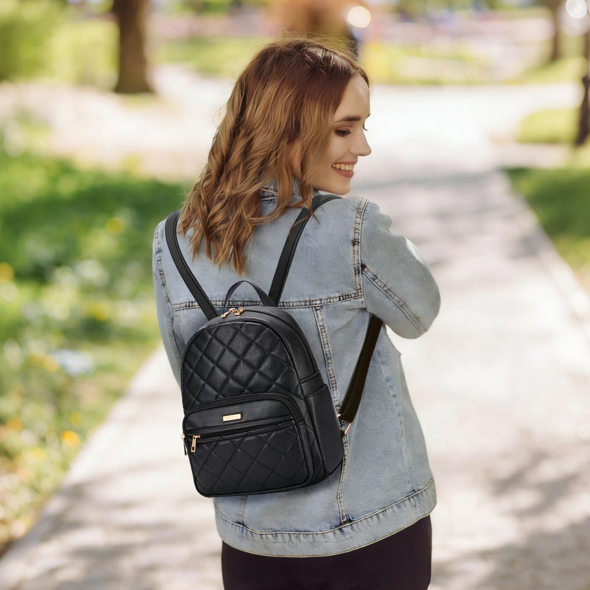 Marvolia Mini Backpack for Women - Vegan Leather Small Backpack Fashion Backpack Purse for Travel Work Shopping - Black