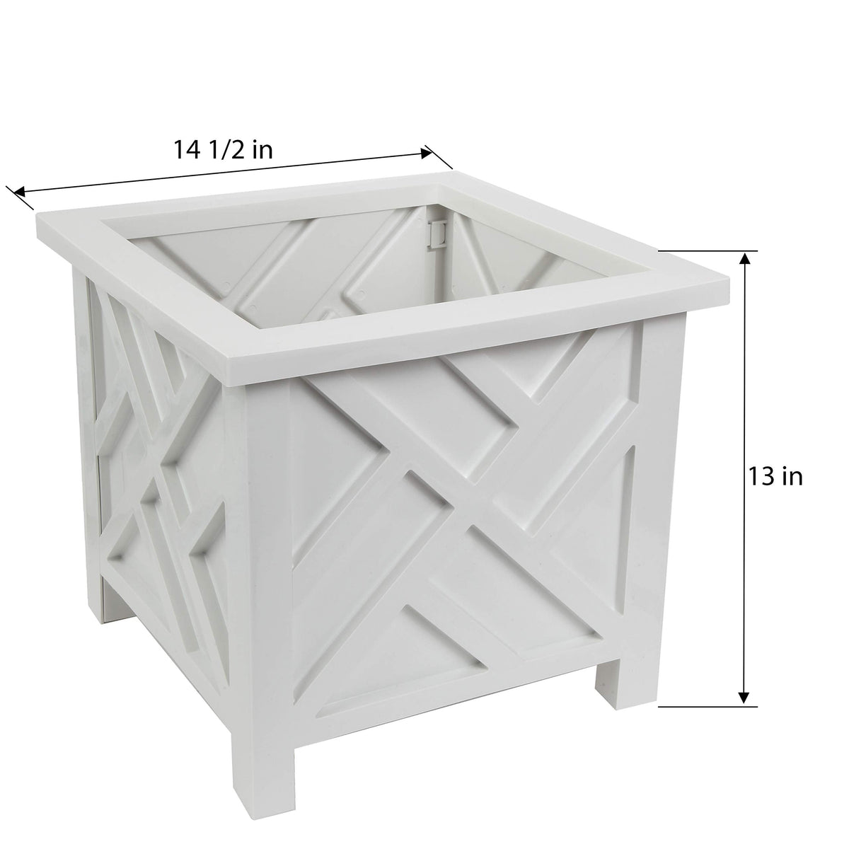 Trenton Gifts Chippendale White Planter Box Set of 2 - Elegant Outdoor Plant Pot for Patio, Porch Decor, and Garden Display