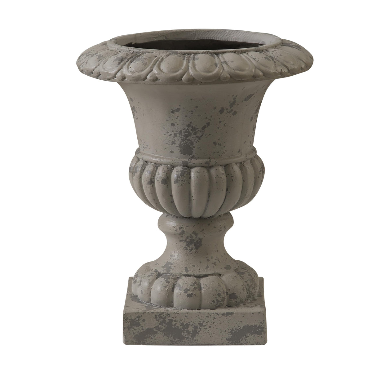 SOFE Rustic Grey Outdoor Urn Planter 16 Inches Tall, Resin Planter Pot Retro Pedestal Planters for Outdoor Plants, Farmhouse Front Porch Planters, Flower Pots for Patios