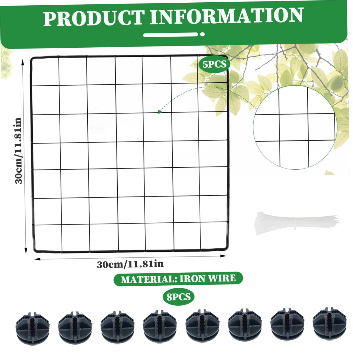 Vistnale 5 Sheet Plant Protectors from Animals, 12x12 Plant Cage, Heavy Duty Chicken Wire Cloche with Fixed Buckle, Garden Cloches for Plants & Pet Cage| Cages Supports