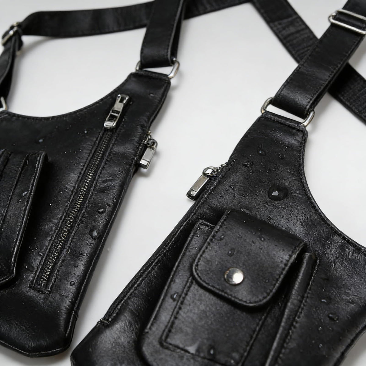 Premium Leather Shoulder Bag, Double Shoulder Armpit Bag for Men, Anti-Theft Hidden Adjustable Shoulder Holster for Men (Black)