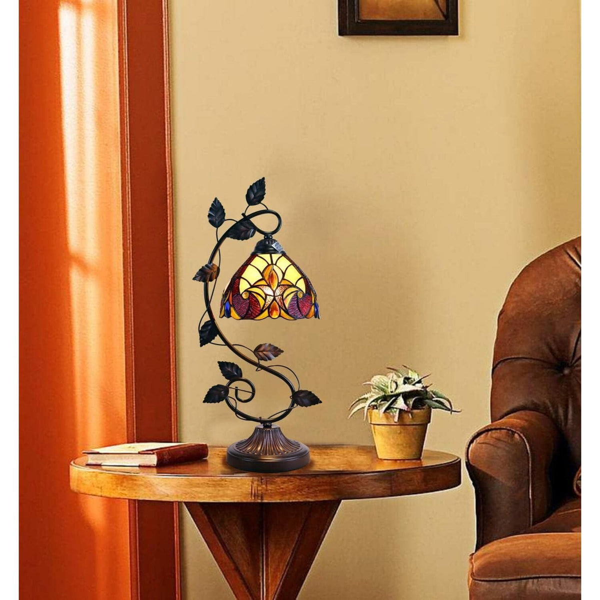 Chloe Lighting Adia Victorian Tiffany-Style Table Lamp 1 Light Dark Bronze 8in Wide Multicolor CH38632AV08-NT1