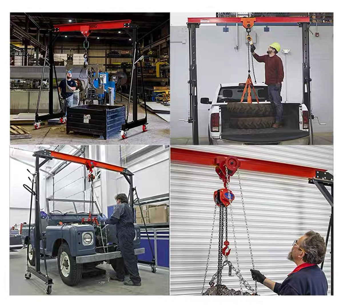 Adjustable Gantry Crane - 1 Ton (2500Lbs) Capacity Portable Hoist Frame, Shop Crane Hoist, Trolley, Sling, Shackles, Hooks and Festoon System, Lifting Gantry for Factories, Warehouses, Garage (1 Ton)