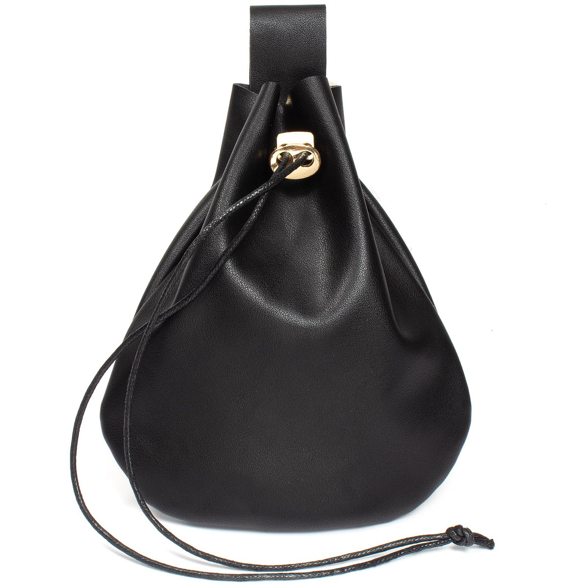 Leather Belt Pouch Medieval Vintage Renaissance Viking LARP Cosplay Costumes Drawstring Coin Purse Phone Holder Waist Bag (Black)