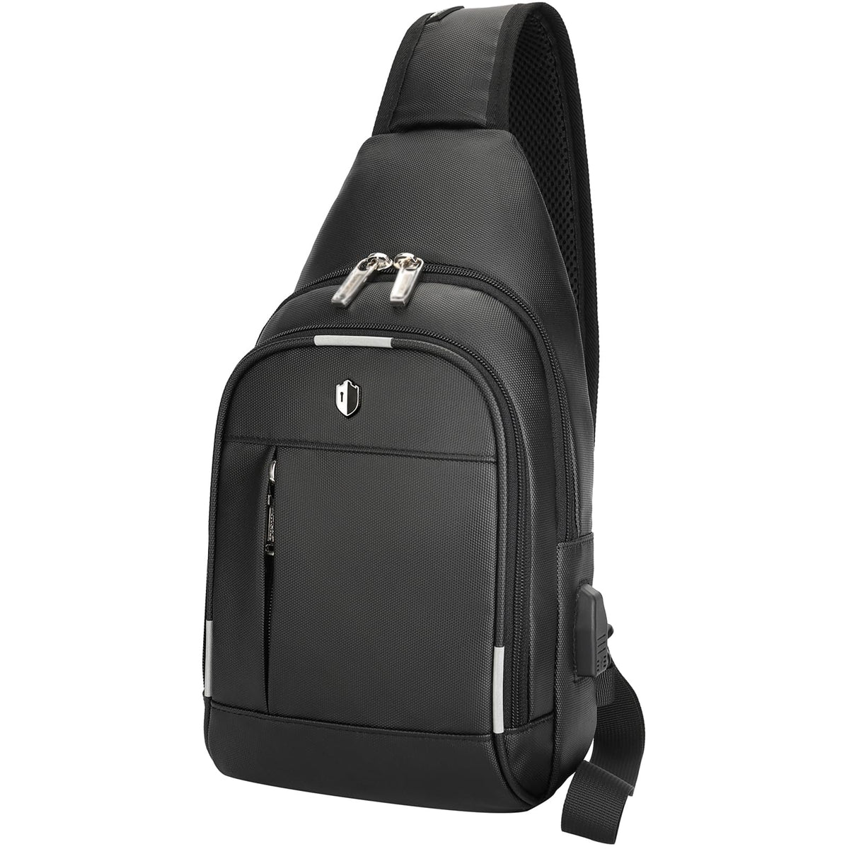 Crossbody Bag for Men, Sling Bag with USB Charging Port & Reflective Strips, Water-Resistant Shoulder Bag Fits Switch 2, Small Backpack Daypack for Travel, Hiking, Gym, Running, Daily Commute