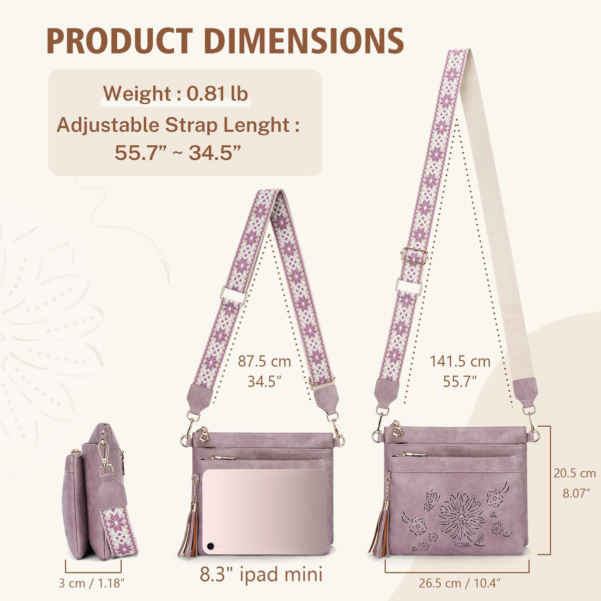 HAYRVANE Crossbody Bags for Women Designer Leather Cross Body Purses Multi Pocket Shoulder Handbags with Wide Strap