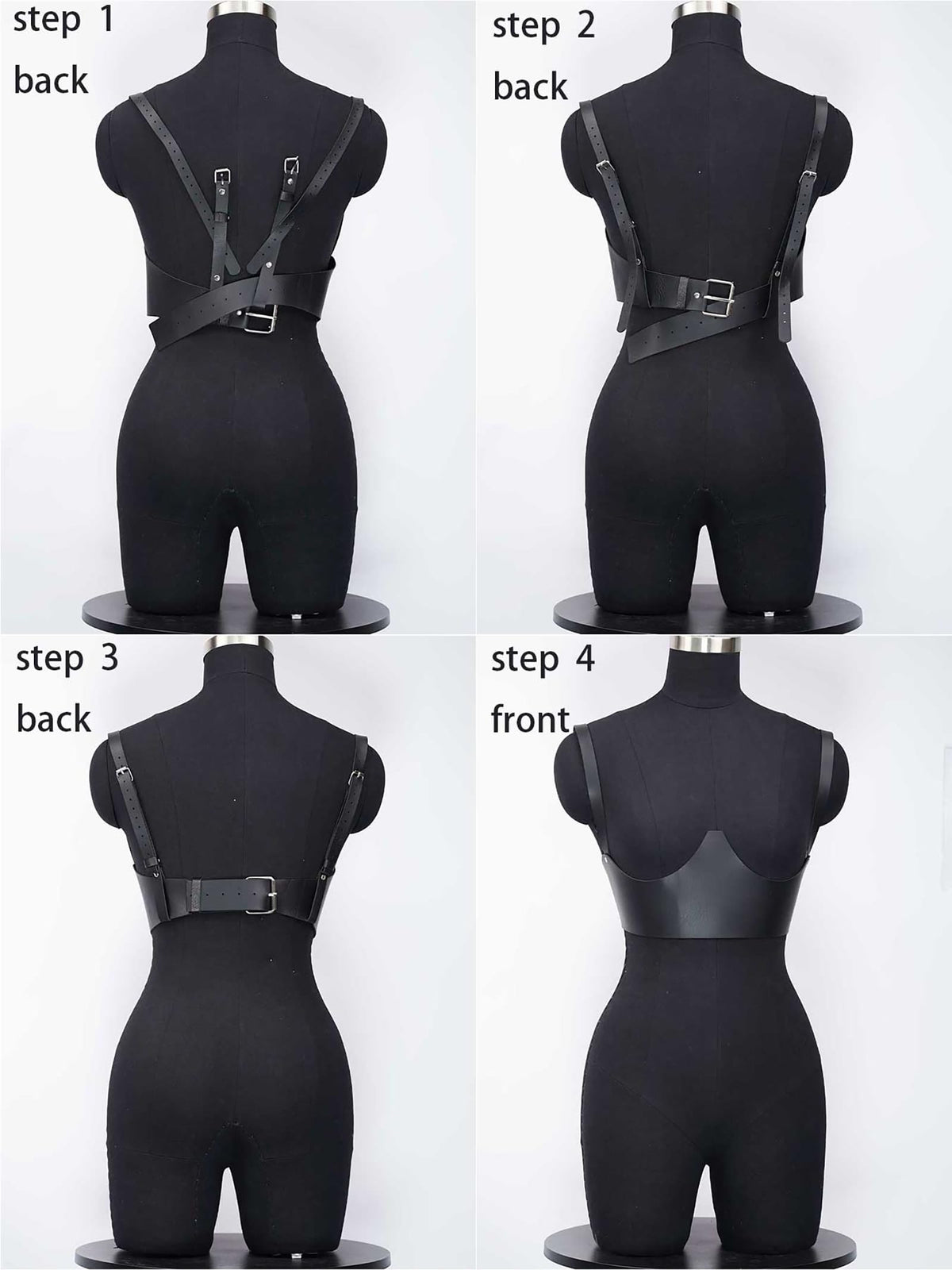 WARANDOD Women Adjustable Body Belt, Faux Leather Harness Belt Corset with Alloy Buckles, Minimalist Fashion Chest & Wide Waist Belt Accessory(Waist 27.0-34.3in)