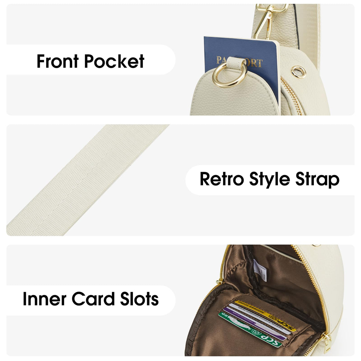 Kattee Crossbody Bag for Women, Womens Leather Fanny Sling Purse for Travel,Small Sling Bag with RFID Blocking