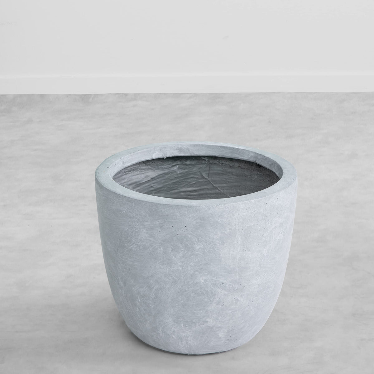 Kante 14 Inch Dia Round Concrete Planter, Indoor Outdoor Large Plant Pot with Drainage Hole and Rubber Plug for Home Patio Garden, Gray