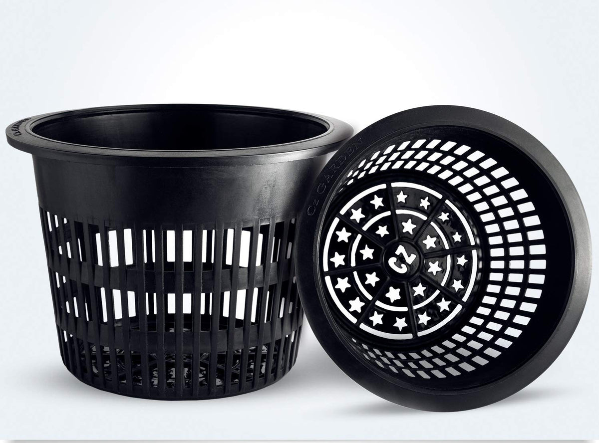 8 inch Net Pots Heavy Duty Round Cups Wide Rim Design - Orchids • Aquaponics • Aquaculture • Hydroponics Slotted Mesh (Cz Garden All Star 5 Pack Black)