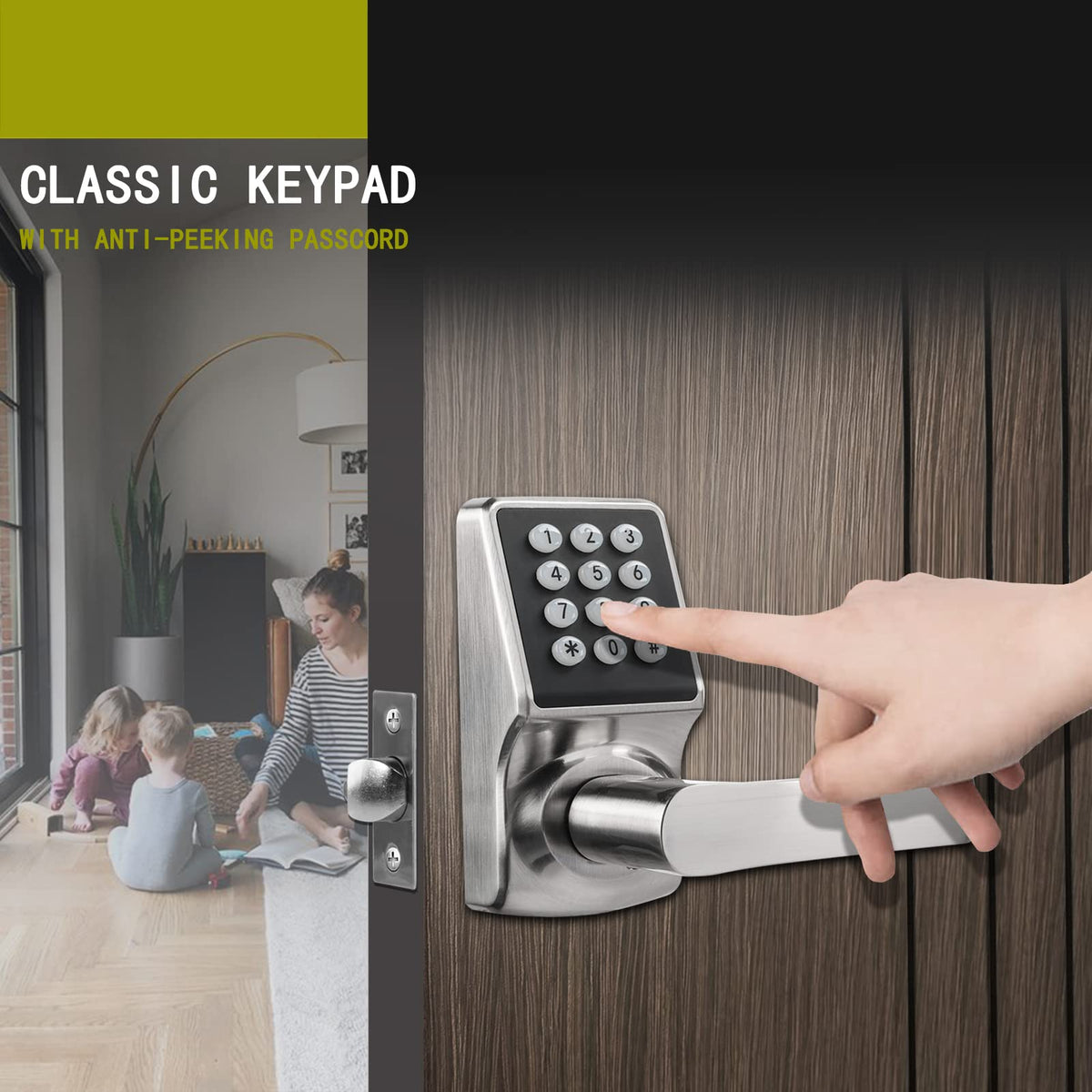 Keypad Door Lock with Handle, Digital Door Lock with Keypad Set,Keyless Entry Door Locks with Handle-IC Card and Anti-peep Password- Easy Installation for Home, Hotel-Matte Black-2PACK Set
