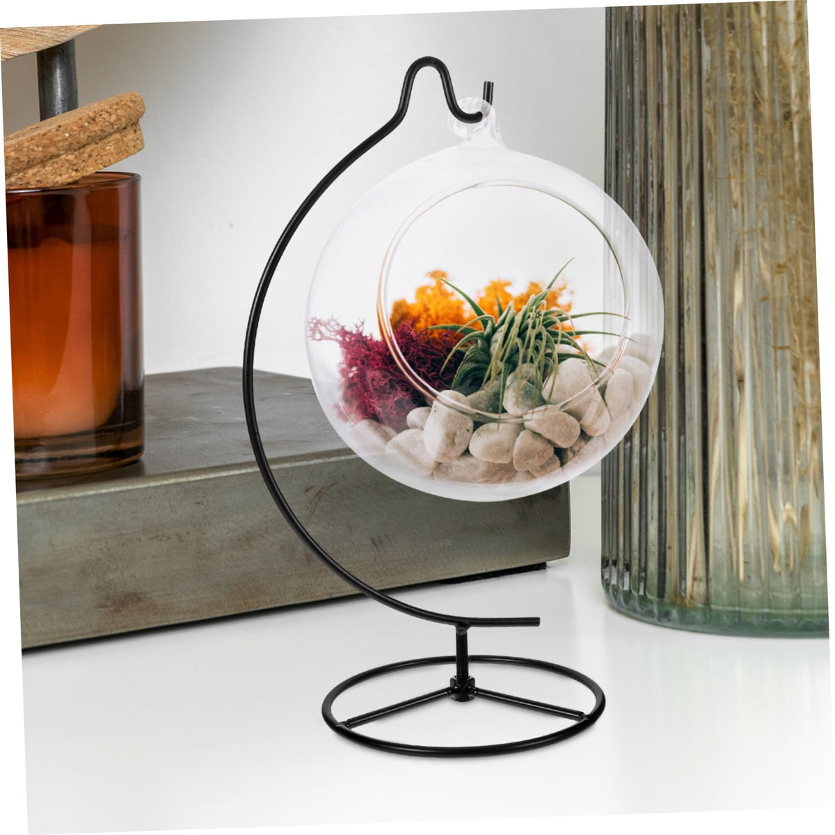 GOOHOCHY Moon Hanger Stand Ornament Display Holder Air Plant Stand Glass Globe Rack