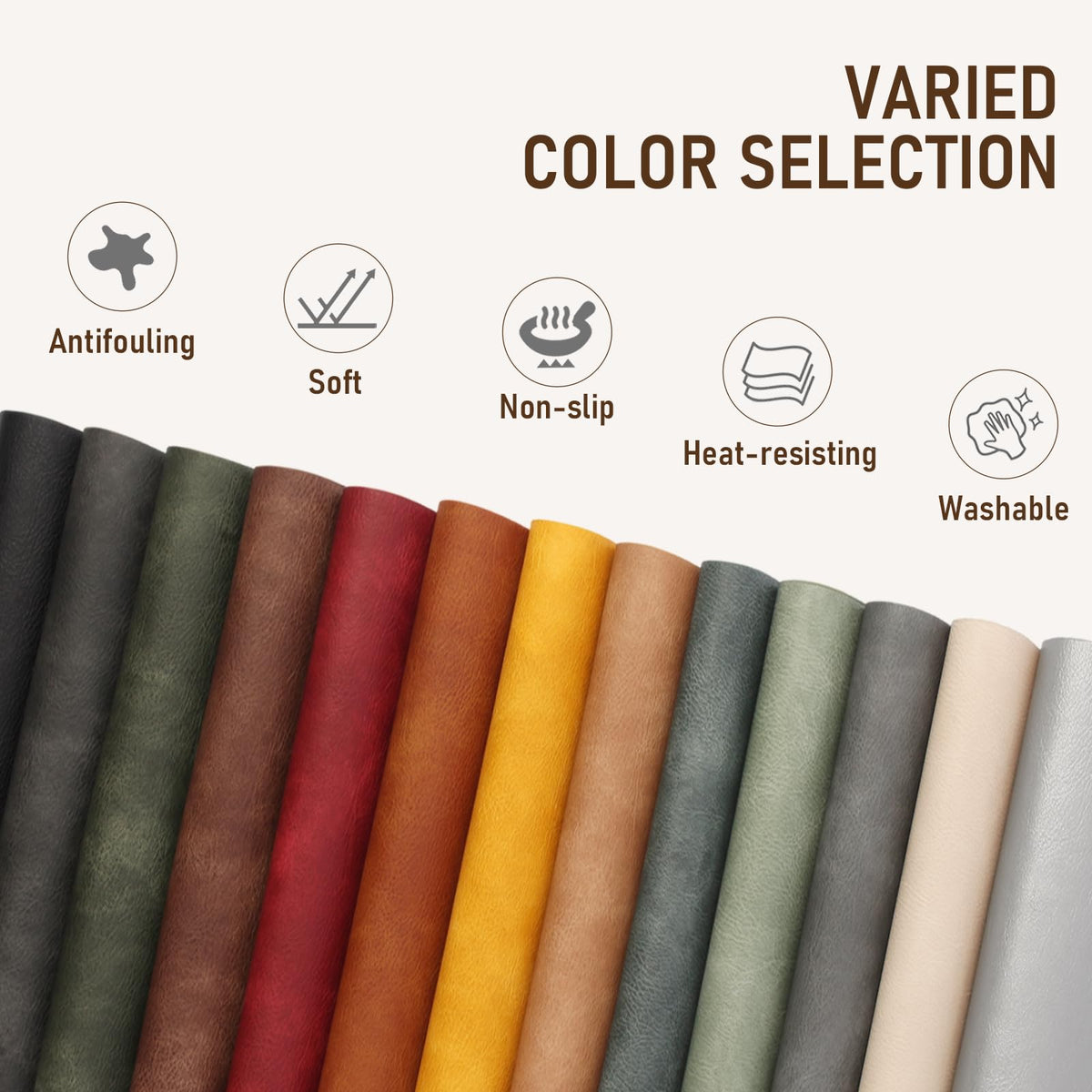 UnivoColors Placemats,Heat Resistant Placemats Set of 8 Washable 12 x 17 Inch,Waterproof Table Mats,Wipeable Pu Place Mats for Kitchen,Dining Room.Reddish Brown