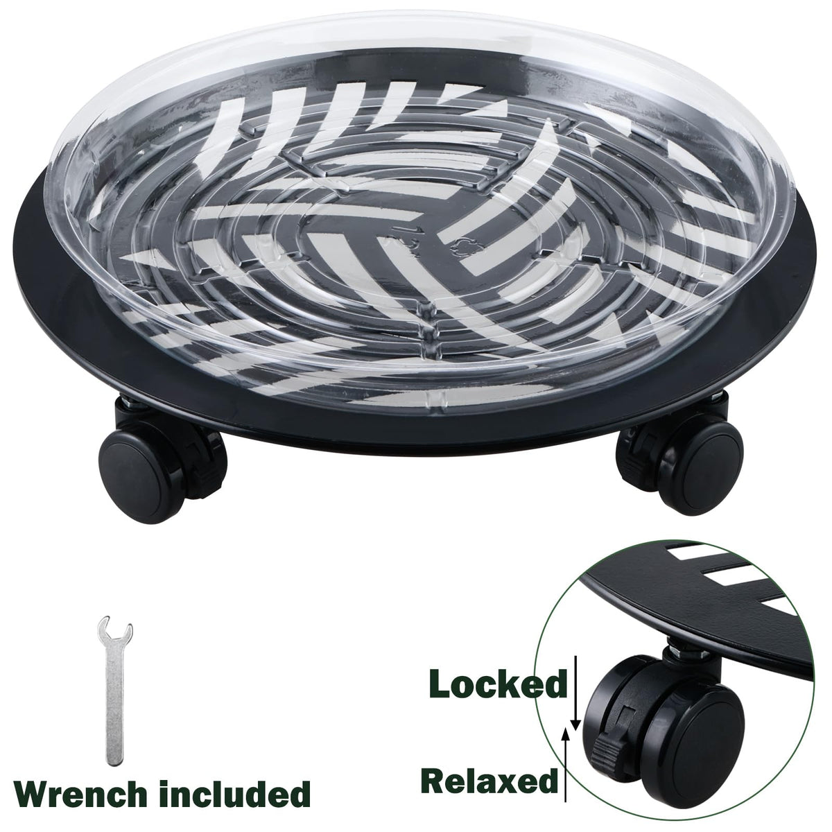 3 Packs 13 inches Large Metal Plant Caddy with PU Wheels Heav-duty Rolling Plant Stands Indoor Outdoor Wheeled Plant Dolly Coasters Flower Pot Mover Rollers Plant Trolley Cart, Plant Saucers Included