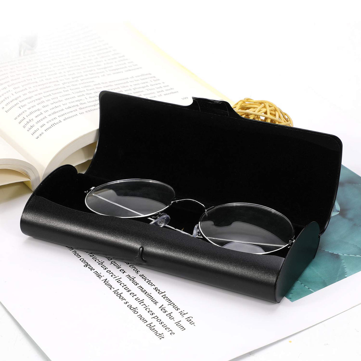 Hifot Aluminium Glasses Case, Slim Reading Glasses Case, Portable Travel Black Eyeglass Spectacles Protection Hard Shell Case