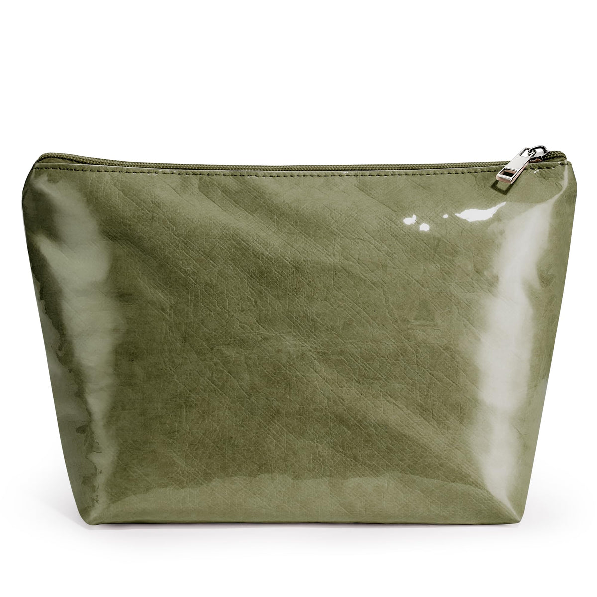 WLLWOO PVC Waterproof Makeup Bag Kraft Paper Cosmetic Bag Travel Toiletry Zipper Pouch Organizer for Women Purse
